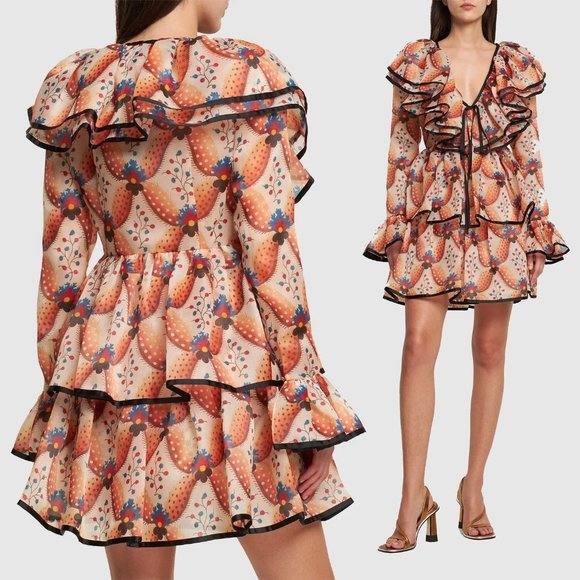 $5200 New Etro 2023 Apricot Print Ruffle Runway Mini Dress. - Picture 8 of 15